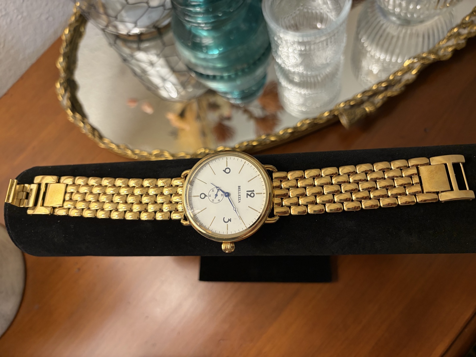 Gold-tone small-dial bracelet watch