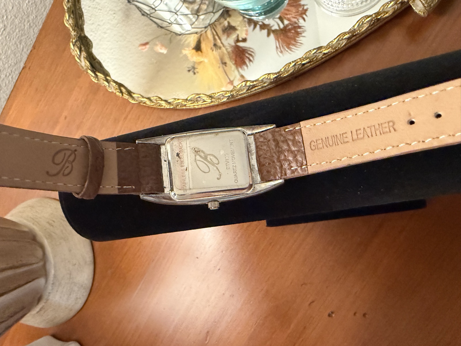 Strada brown strap rectangular watch