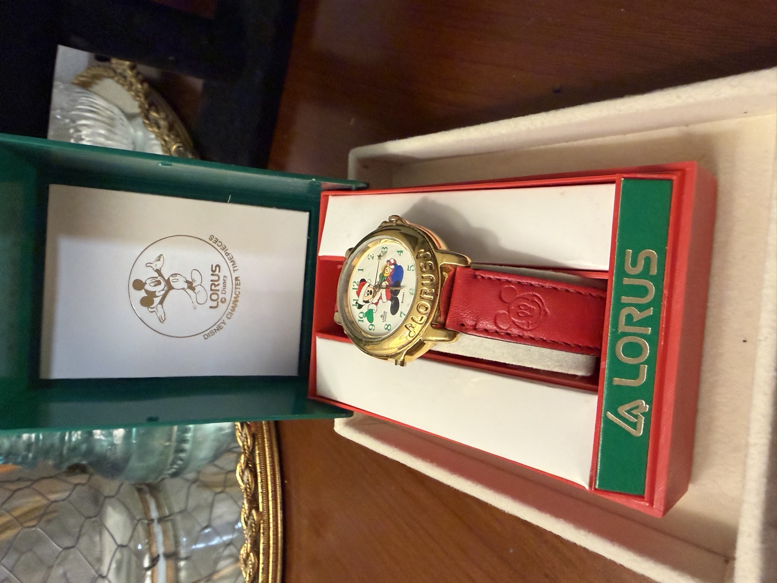 Lorus Disney Mickey Mouse red-strap watch with box