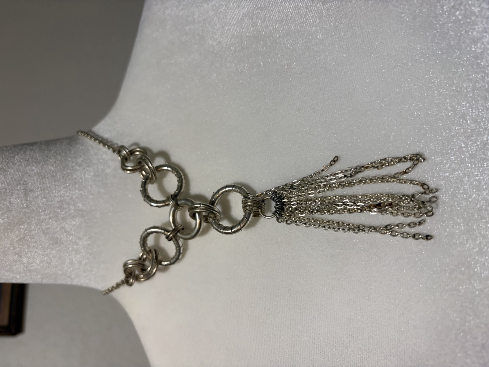 Silver-tone chain tassel necklace