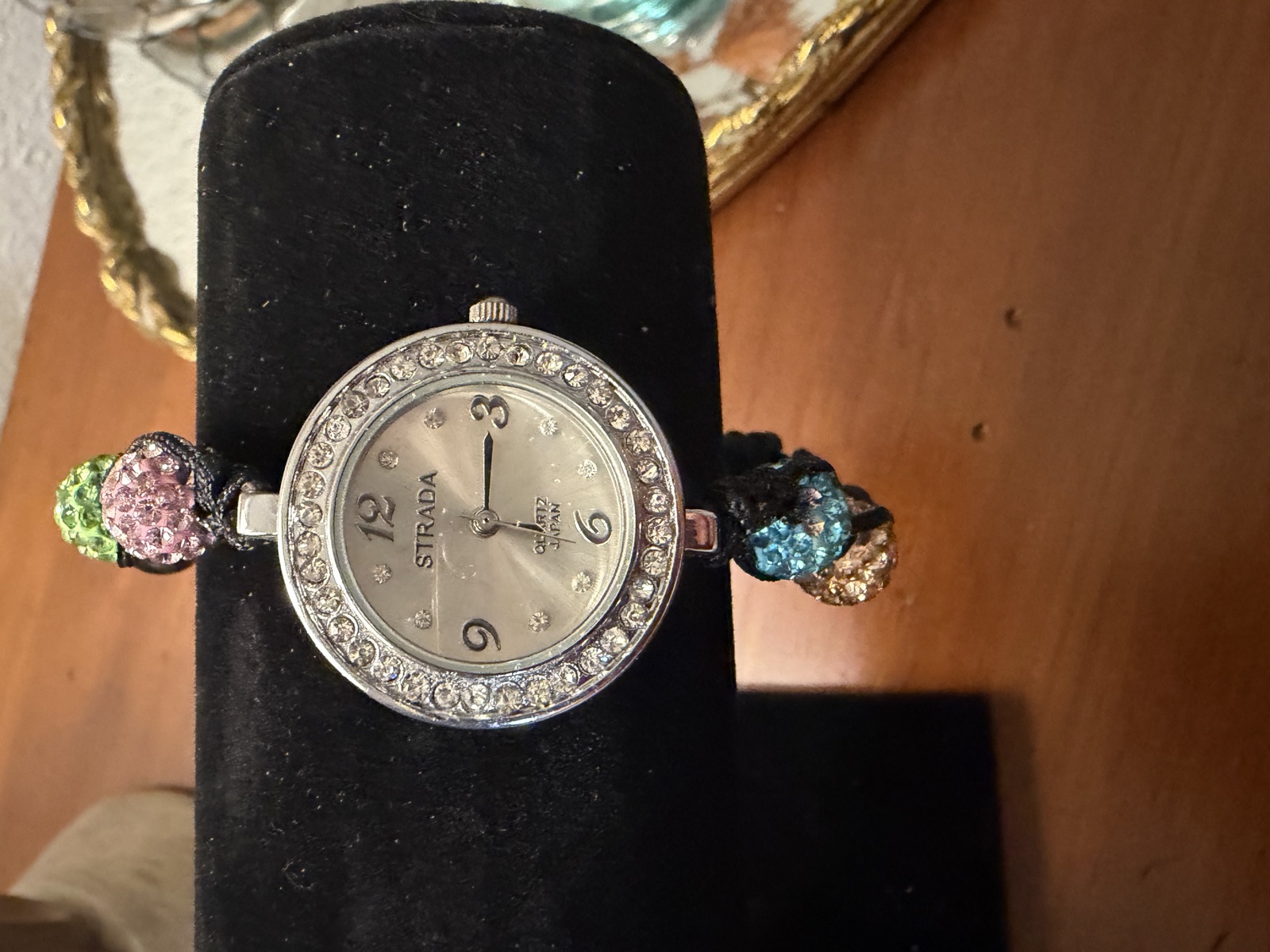 Strada rhinestone cord bracelet watch