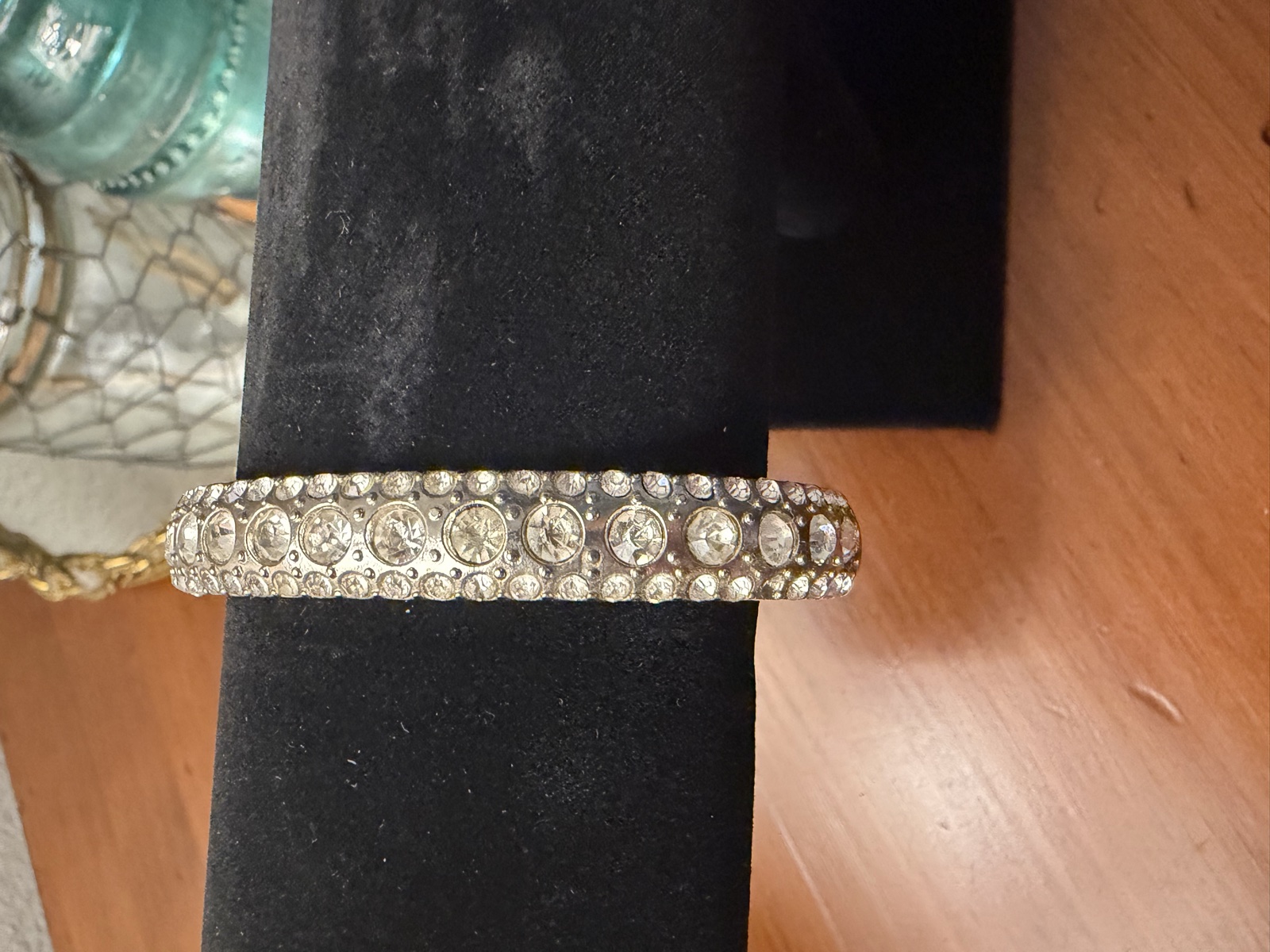 Clear rhinestone tennis-style bracelet