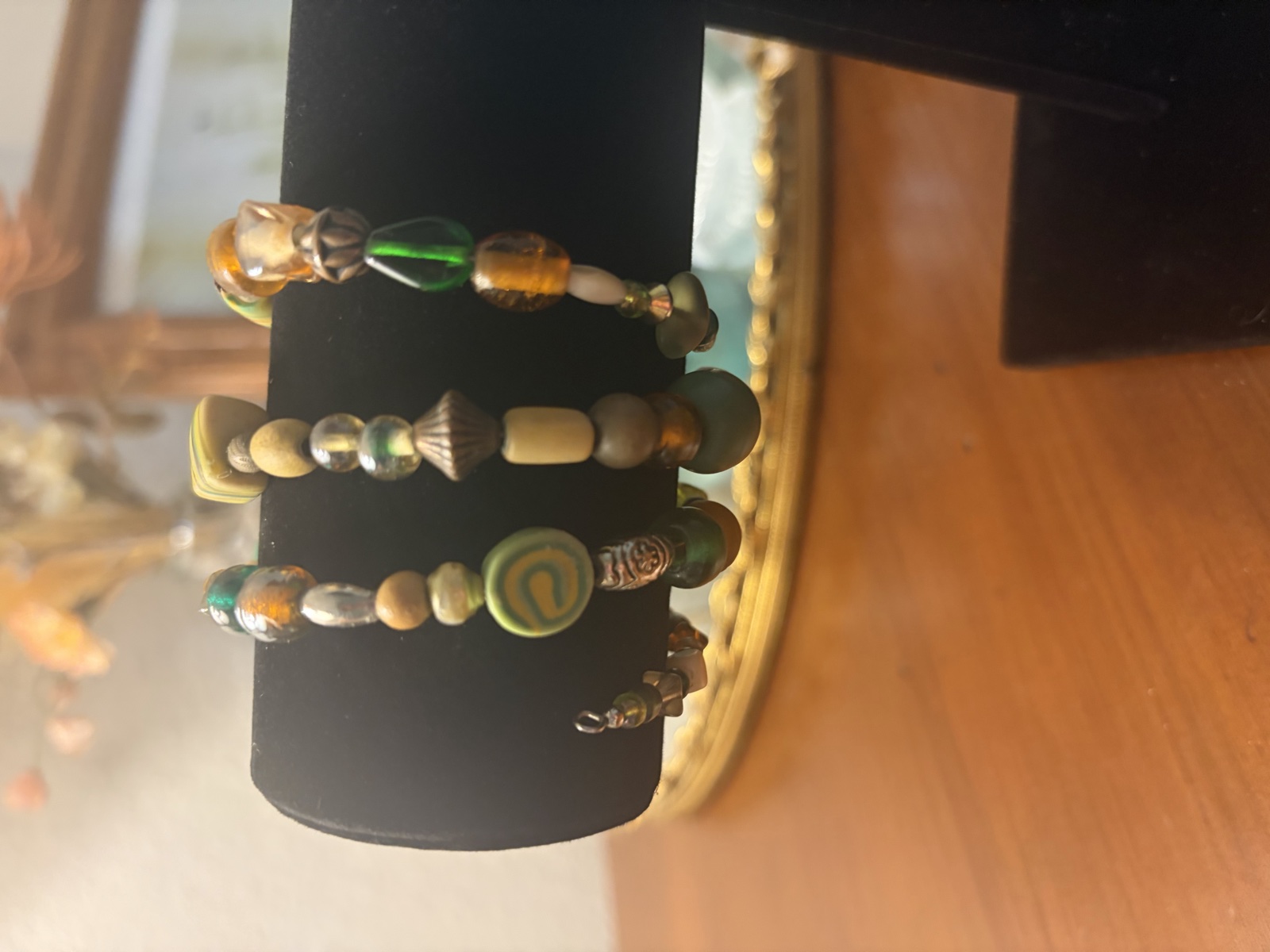 Earth-tone multi-strand beaded bracelet