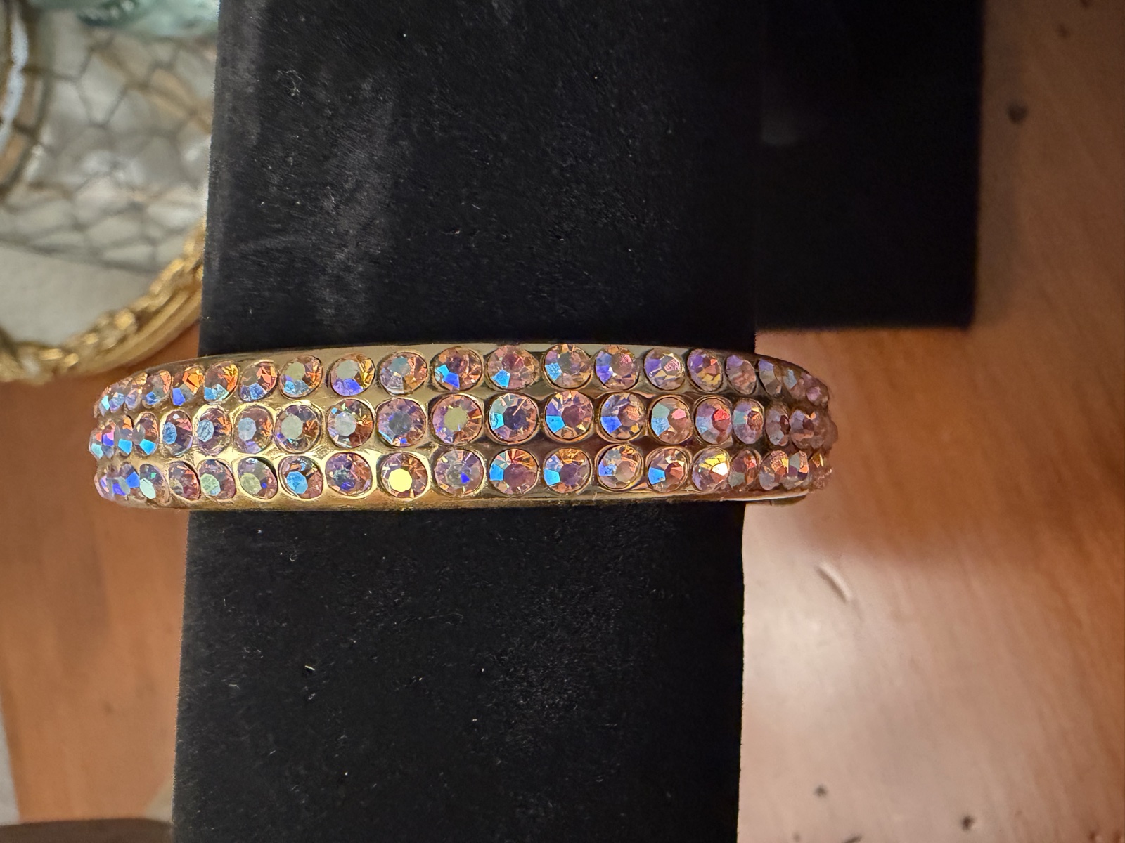 Iridescent multicolor crystal bangle