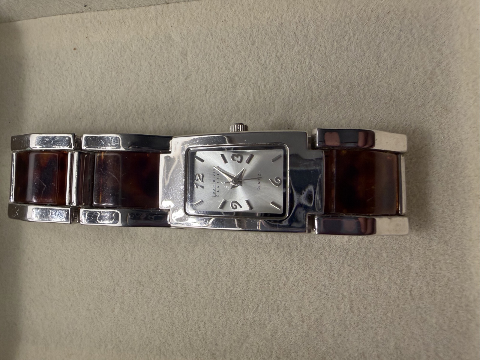 Joan Rivers Classics rectangular link bracelet watch