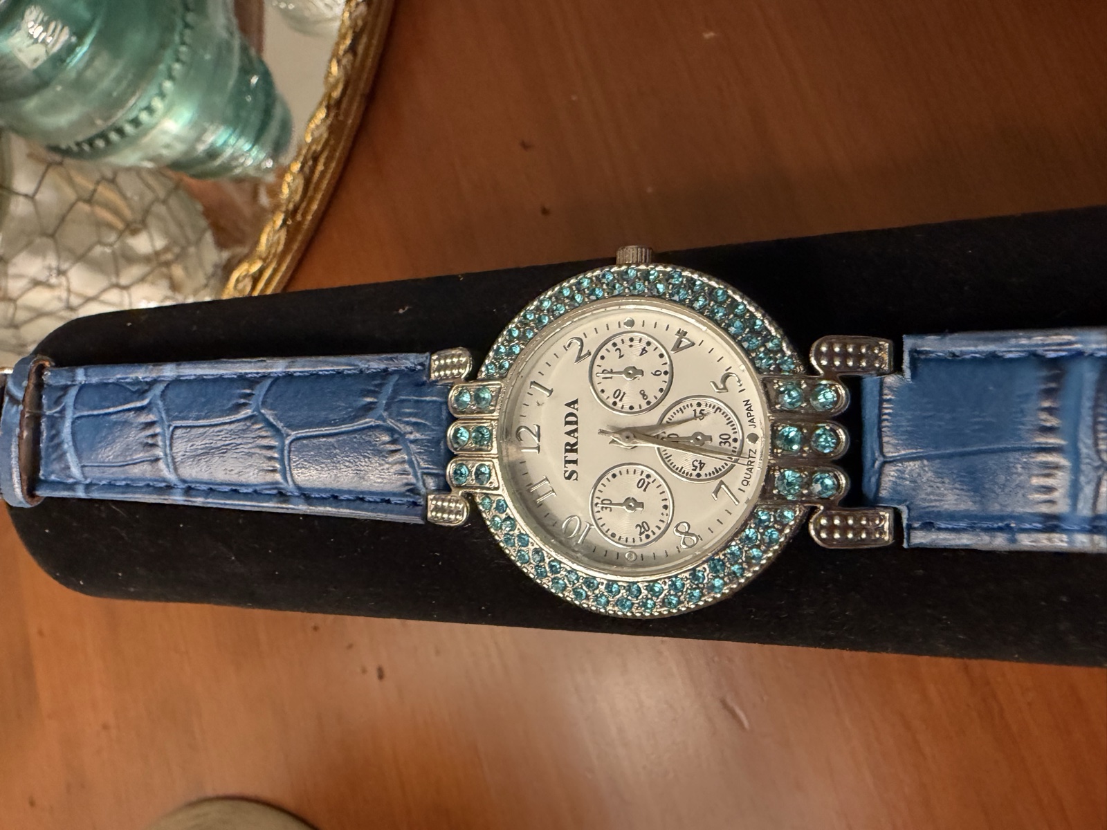 Strada blue-strap crystal-accent watch