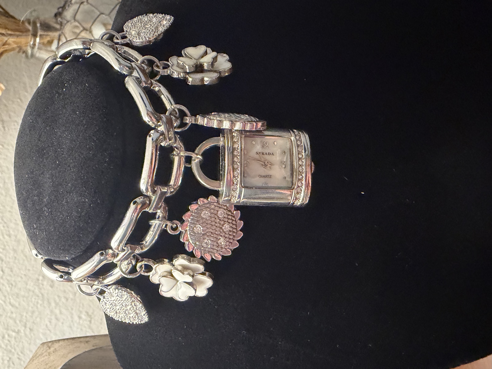 Strada silver-tone charm bracelet watch