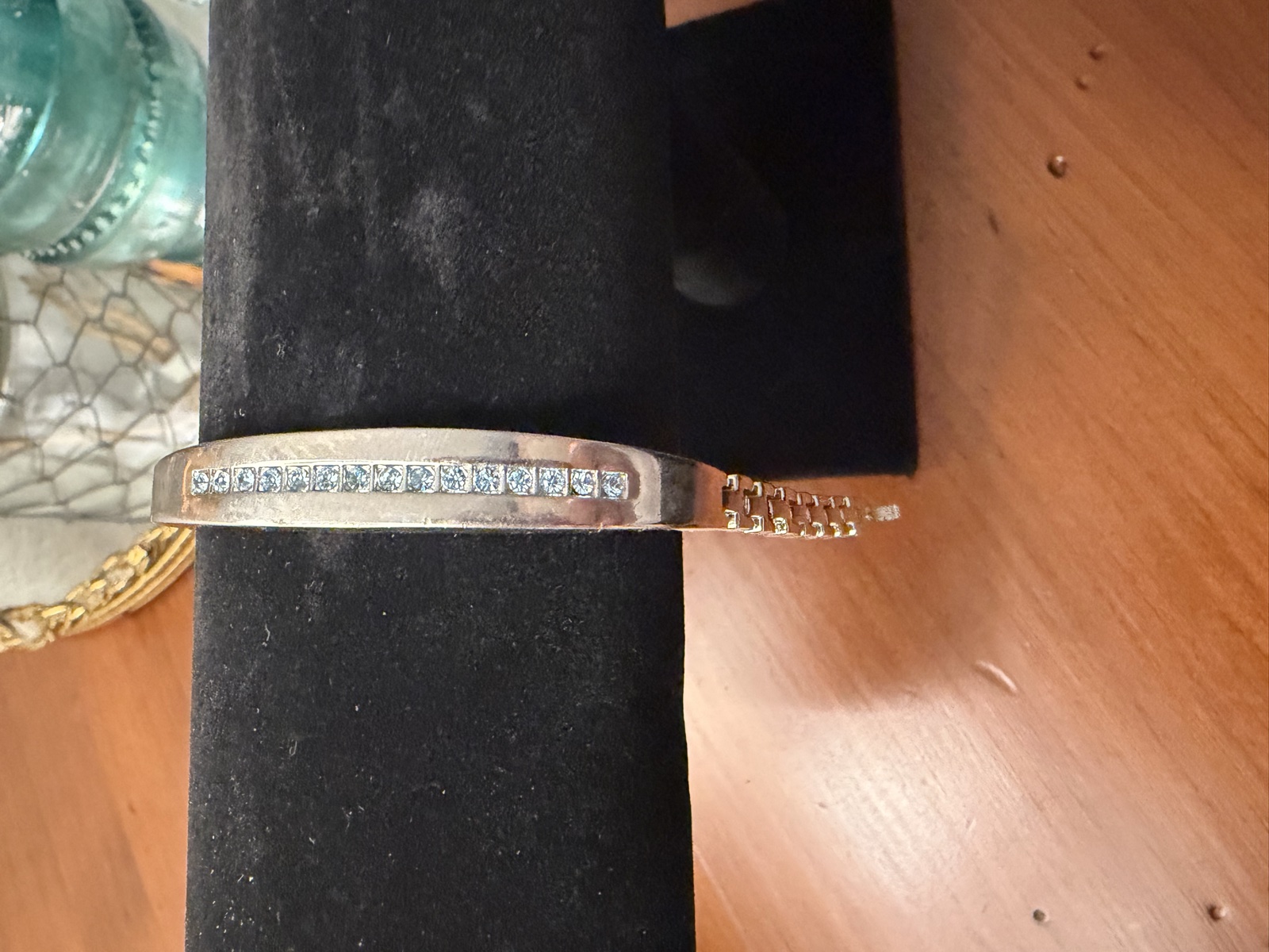 Narrow clear rhinestone bangle